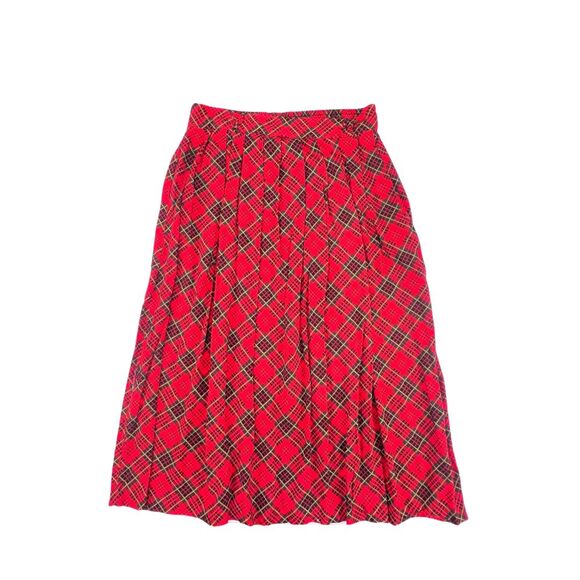 VTG Briggs New York Skirt Medium Red Tartan Pleated Schoolgirl Scottish Plaid - Picture 7 of 9